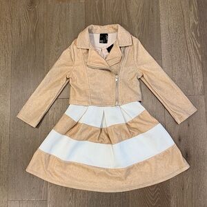 2 Hip gold & white sparkly dress with matching Jacket. Size:5. Gently Used.